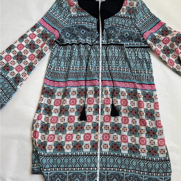 Speeklers Floral Blue, Multicolored Long Sleeve Tunic Dress Boho Small NWT - Picture 8 of 10